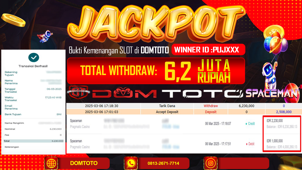 JACKPOT SLOT SPACEMAN 06 MARET 2025